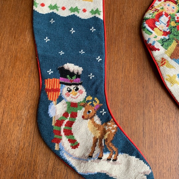 Four Vintage Needlepoint Christmas Stockings - Picture 4 of 7